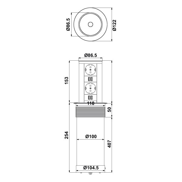 Hafele Priz Step 2 Bas Aç 2 Priz 2 Usb Antrasit Renk