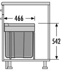 Hafele Easy Cargo Raylı Çöp Kutusu,Gri,1X42Lt
