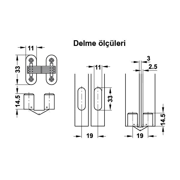 Hafele Gizli Menteşe Kahverengi/bronz 11x33mm