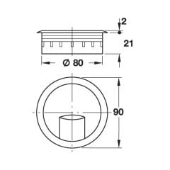 Hafele Kabel Plastik Kablo Kapağı Ø80mm, Açık Gri Renk