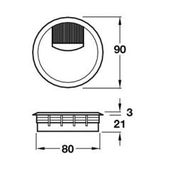 Hafele Cavo Plastik Fırçalı Kablo Kapağı Ø80mm, Gri Renk