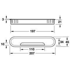 Hafele Elto Oval Kablo Kapağı 207mm, Siyah Renk