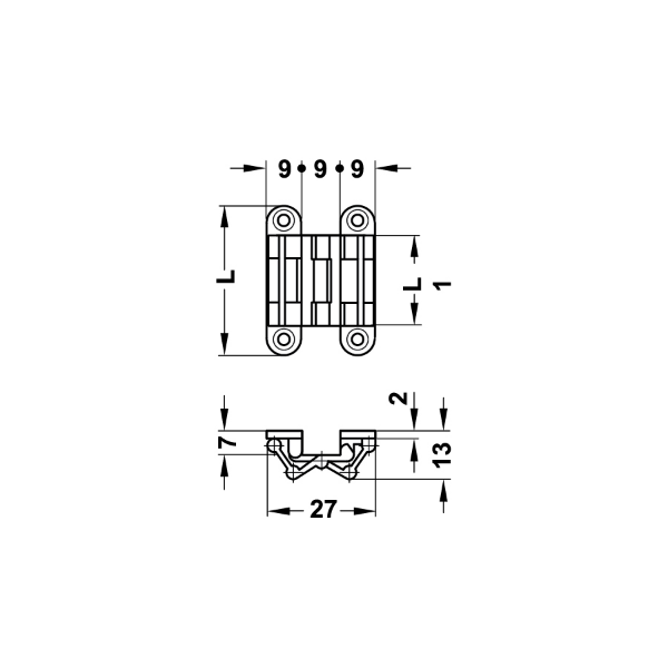 Hafele Sepa-mını Gizli Menteşe Nikel P. 9x39mm
