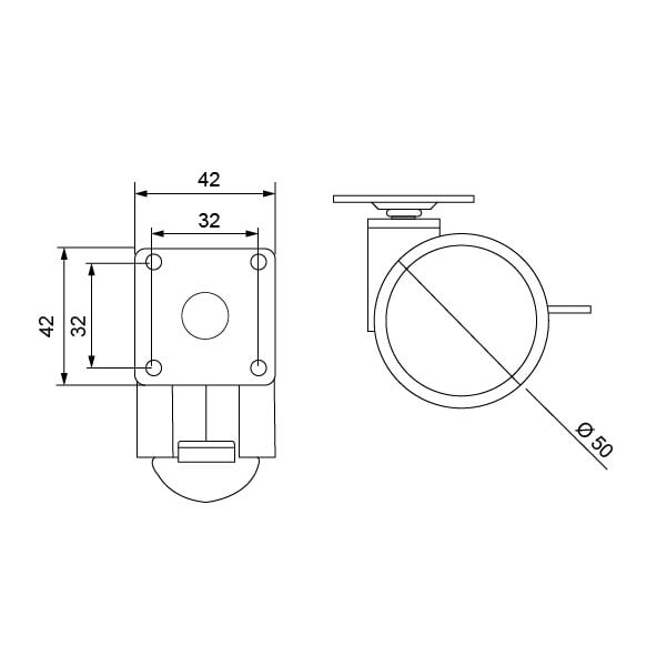 Hafele İkiz Tekerlek Frensiz Gri ø50x64mm