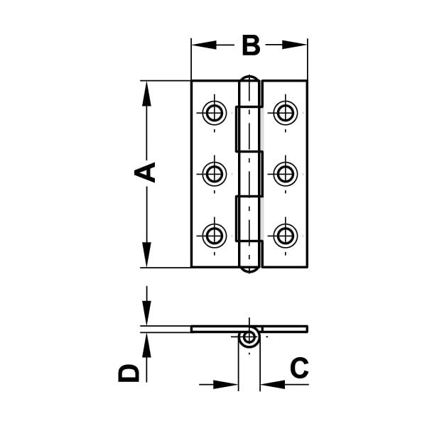 Hafele Fonzo Yaprak Menteşe Sabit Mil Paslanmaz çelik 30x22mm