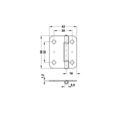 Hafele Yaprak  Koby Menteşe Sabit Mil Galv. 42x50mm (10 Adet)