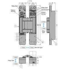 Sugatsune Gizli Menteşe HES 3D-E190 DN 100Kg Mat Nikel