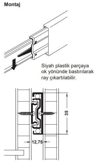 Hafele Ball 35 Bilyalı Ray Tam Açılım 35/250mm