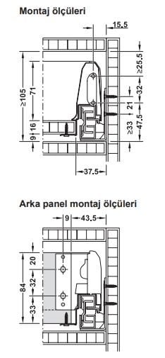 Hafele Matrix Box S35 çekmece Seti Gri 16/84/350mm