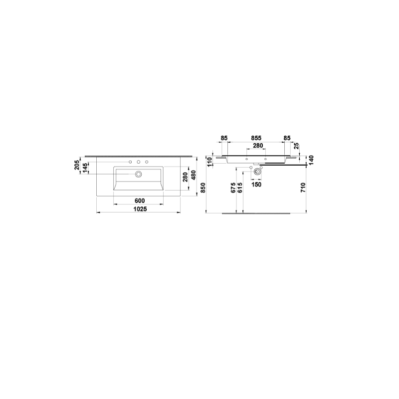 Hafele Banyo Lavabosu Tierra 100 1025x475mm Parlak Beyaz Renk