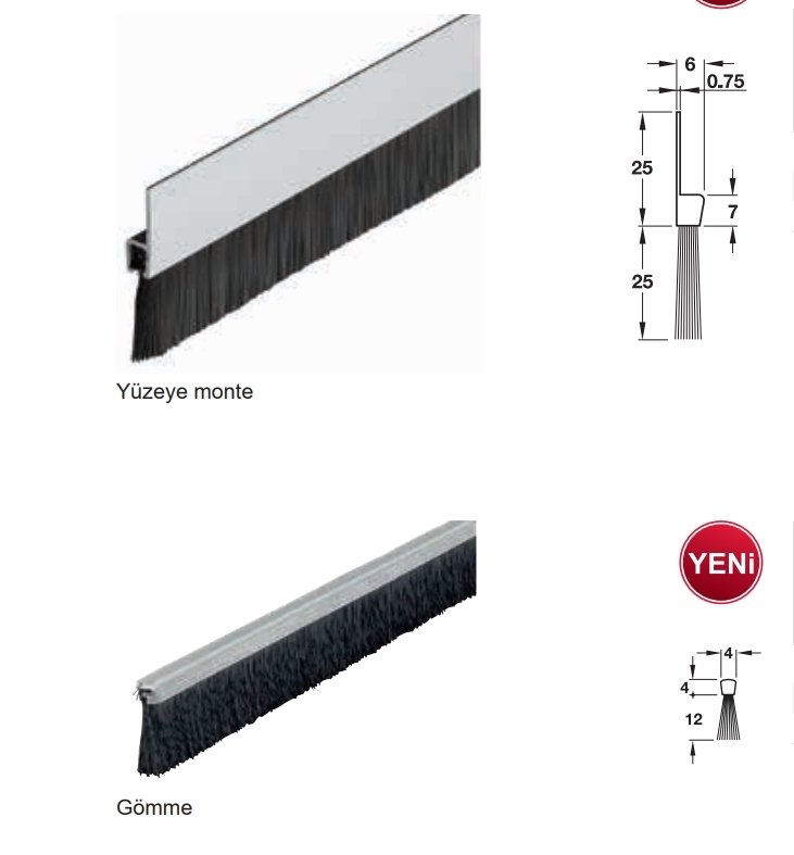 Hafele Kapı Altı Fırçası Yüzeye Monte 1000mm