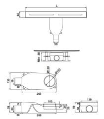 Hafele STREAMLINE Duş Kanalı Yatay 600mm Mat Siyah