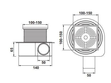 Hafele Vortex Yer Süzgeci Yatay 100x100 Titanyum