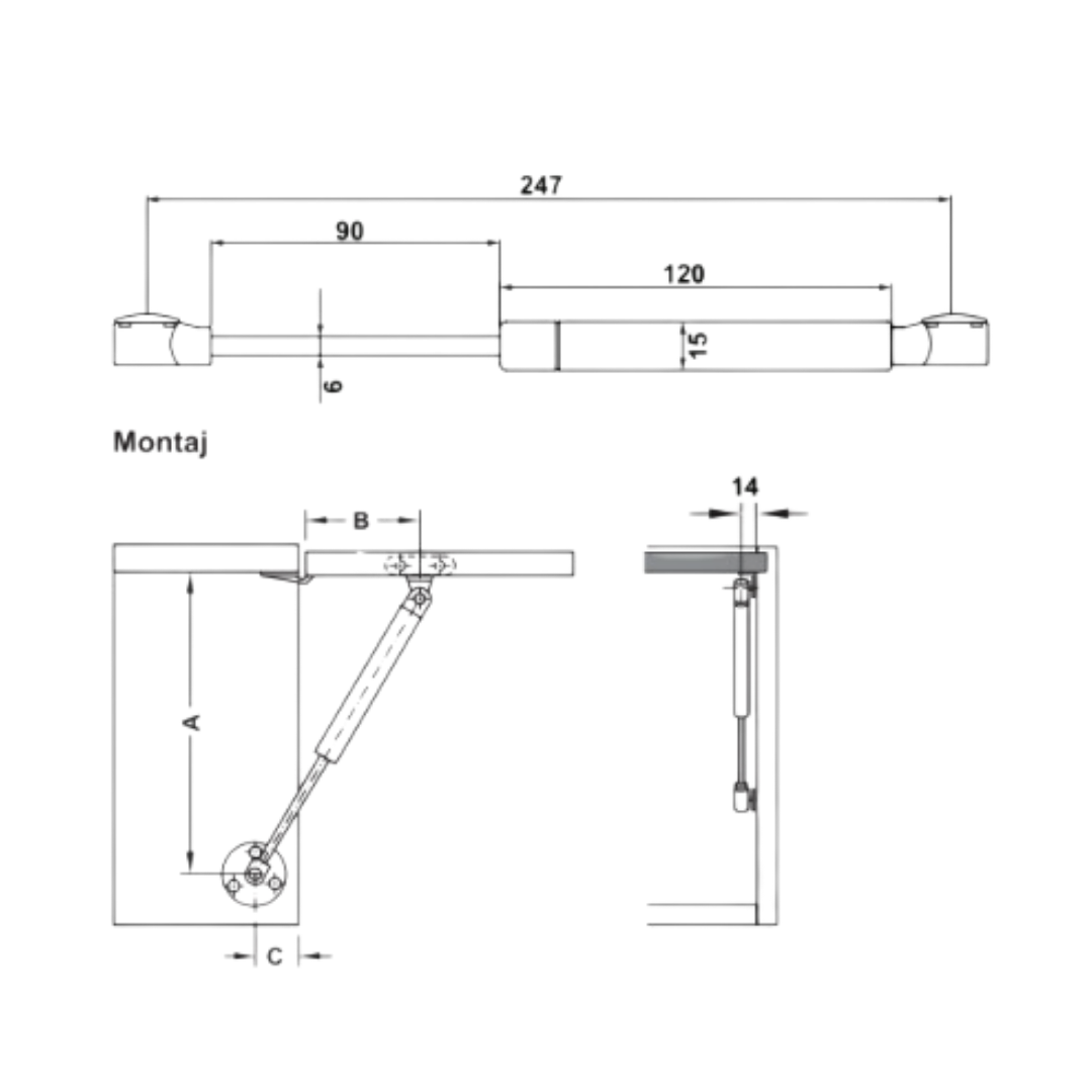 Hafele Runa Gazlı Piston 120n Beyaz
