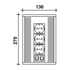 Hafele Versaflap Dual Priz Gümüş 3 Soket / 2RJ45