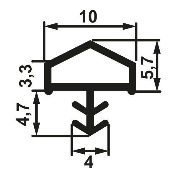 Hafele F03 Ortadan Basan çatı Tipi Kapı Fitili 10mm, Kahve Renk