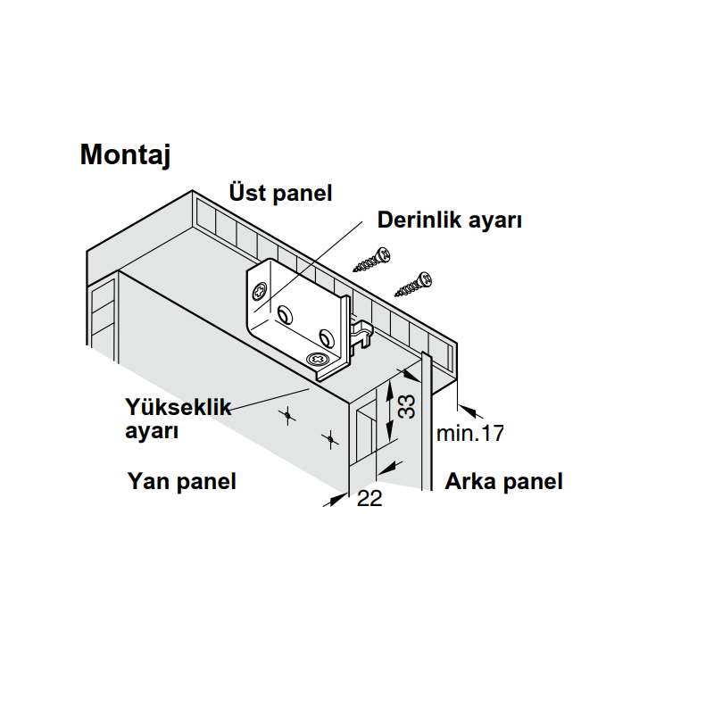 Hafele Midi Dolap Askı Elemanı, Sol, Beyaz Renk