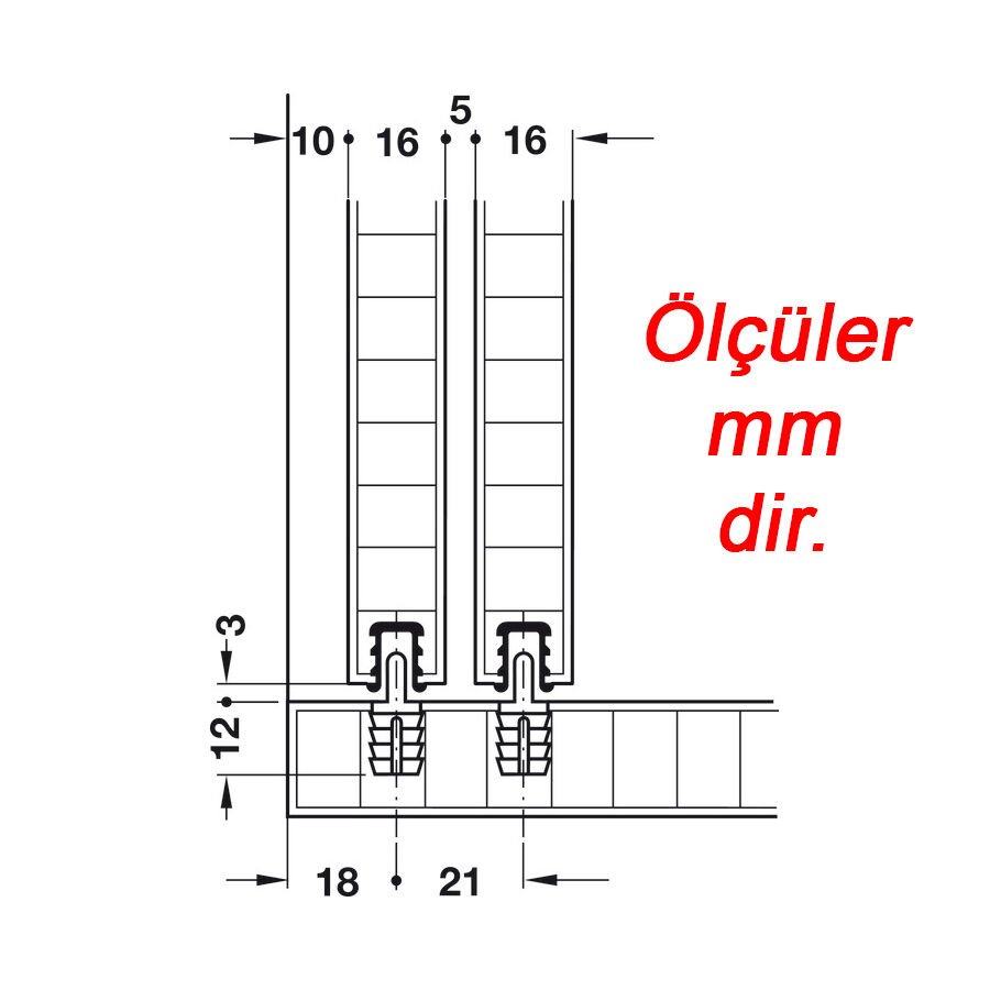Hafele Slido 12 If J Kılavuz, Gri