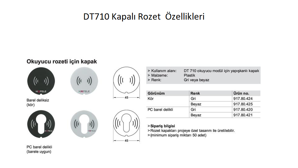 Hafele Dt710 Kapalı Rozet, Beyaz