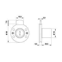 Hafele Econo Çekmece Tipi Gömme Kilit 19/20,5mm