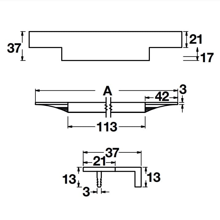 Hafele Profil Kulp Stairway Ii 347mm Mat Siyah