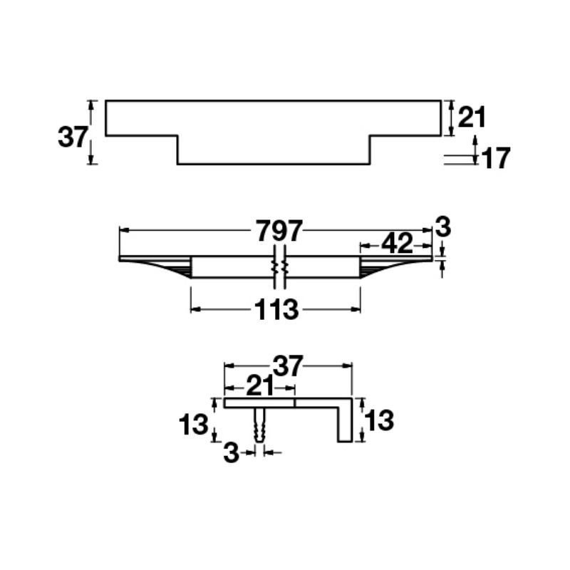 Hafele Profil Kulp Stairway Ii 747 Mm Paslanmaz çelik