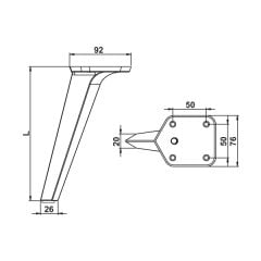 Hafele Sharp Mobilya Ayağı, Parlak Krom, 200 Mm