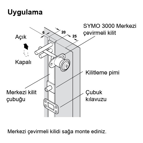 Hafele Symo Keson Kilit çubuğu 600mm