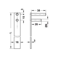 Hafele Symo Keson Kilit Çubuğu 600mm