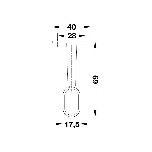 Hafele Askı Borusu Flanşı Oval üst Panele Monte Mat Siyah Zamak 16mm