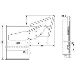 Hafele Free Fold Kalkar Katlanır Makas Seti 71-79cm/5,2-10,3kg, Gri Renk