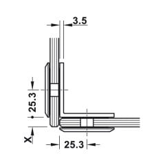 Hafele Cam Tutucu, Cam/Cam,90°,Parlak Krom