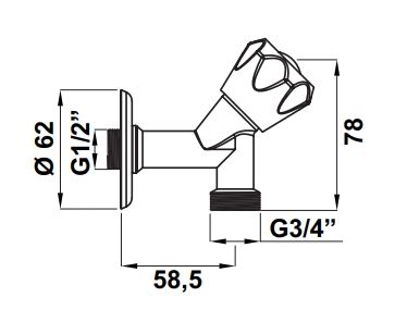 Hafele çamaşır Makinesi Musluğu,1/2-3/4'' Parlak Krom