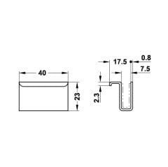 Hafele Cam Kapak Karşı Parça 40x17,5x23mm, Krom Renk