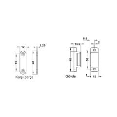 Hafele Mıknatıs 4-5kg 16x13,5x46mm, Kahve Renk