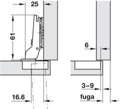 Hafele Duomatic Plus Kalın Kapak Menteşesi Yarım deve 48/6