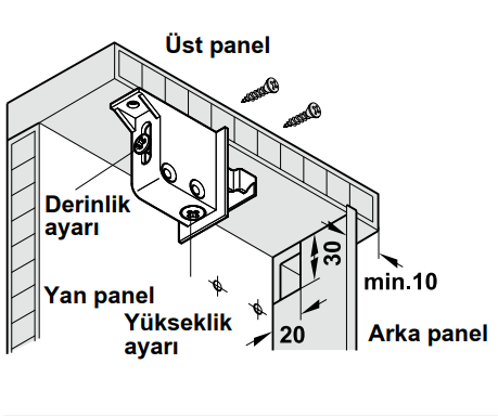 Hafele Mini Dolap Askı Elemanı, Vidalı, Beyaz