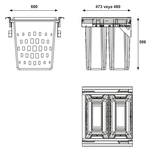 Hafele Laundry çamaşır Sepeti Beyaz 600 Mm