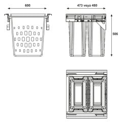 Hafele Laundry Çamaşır Sepeti Beyaz 600 mm