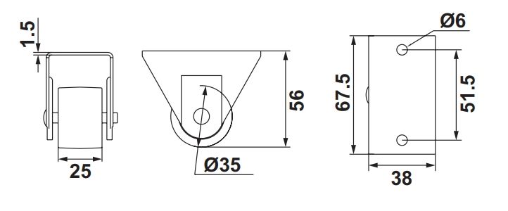 Hafele Pesante Sabit Frensiz Tekerlek Turuncu ø35x56mm