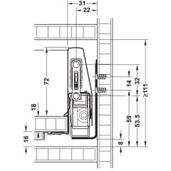 Hafele Matrix Box P, Bas-Aç Bronz Kahve 18/450-600mm - Vidalı