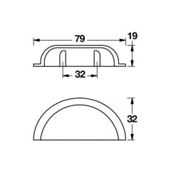 Hafele Kabuk Çekmece Kulpu Lamont 32mm Mat Siyah