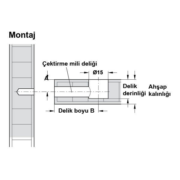 Hafele Minifix Faturasız Gövde 15/26mm (100 Adet), Nikel