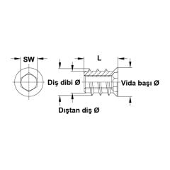 Hafele Dübel Çelik Galvaniz Havşa Başlı M6x8mm (100 Adet)