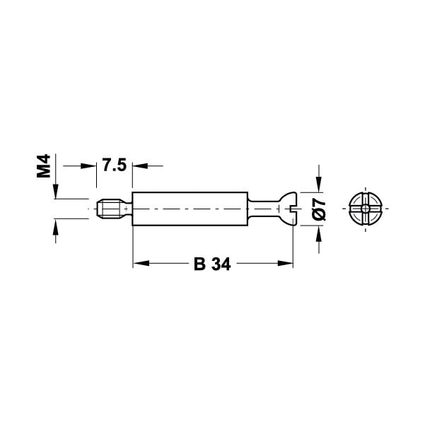 Hafele Minifix Mil 34/m4/7,5mm (100 Adet), Galvaniz