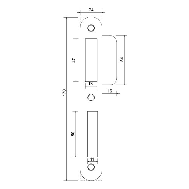 Hafele Düz Kilit Karşılığı 24mm, Beyaz Renk