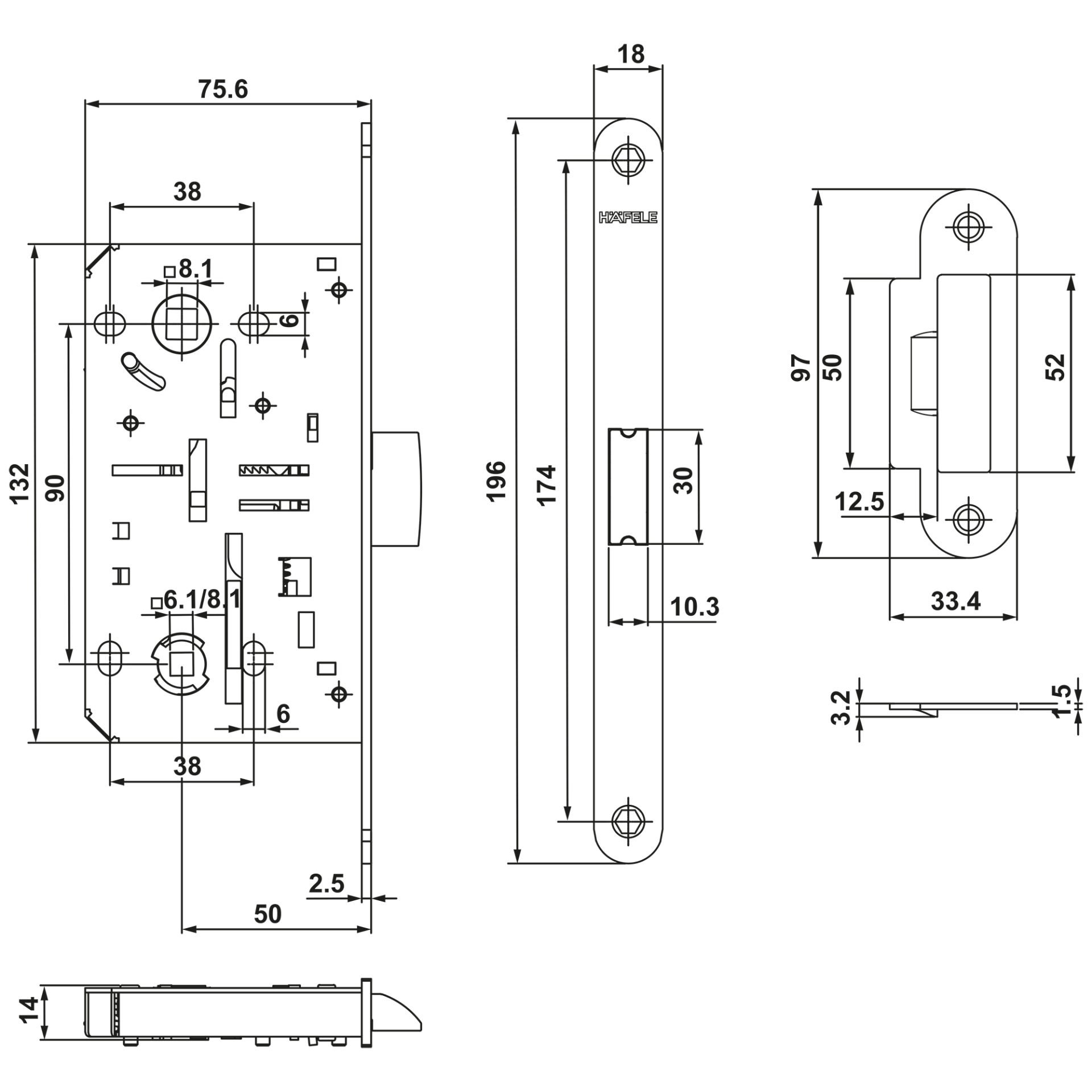 Hafele H50.08 Wc Tipi Dilden Kilit Parlak Krom 50/18/90mm