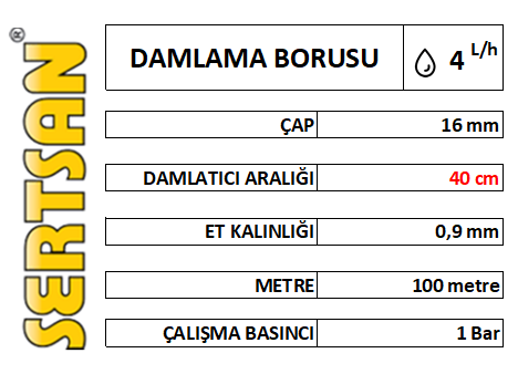 DAMLAMA BORUSU 16 mm x 40 cm 100 mt/TOP