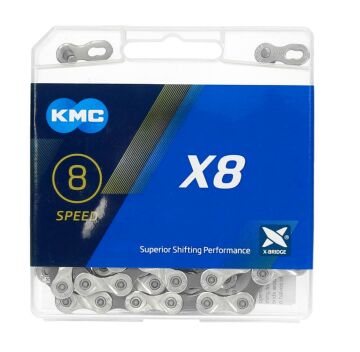 Kmc X8 Zincir 114L 8 Vites Uyumlu + CL573R Powerlink Gümüş-Gri