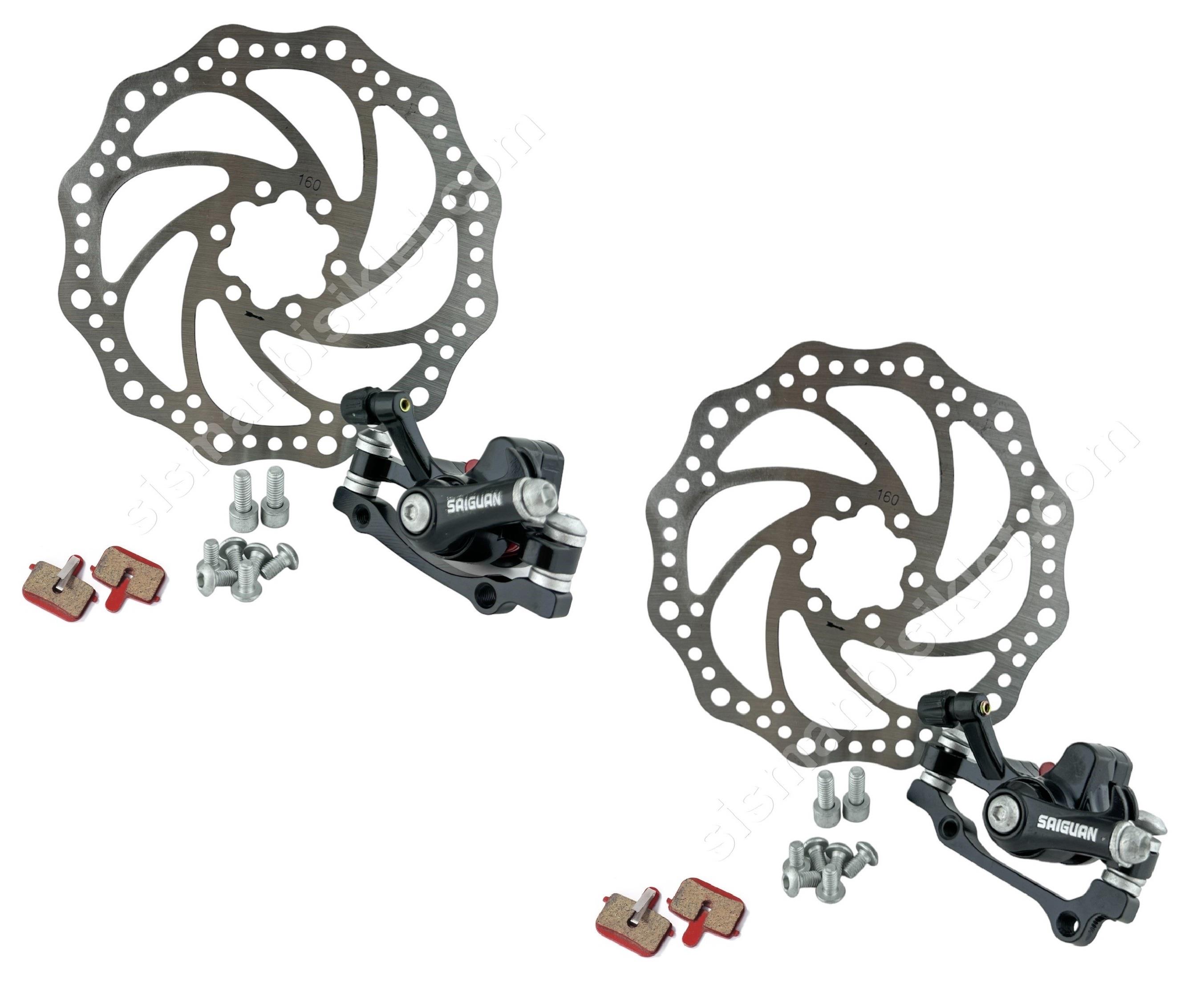 Saiguan Ön+Arka Mekanik Disk Fren Kaliper ve 160mm Rotor Seti